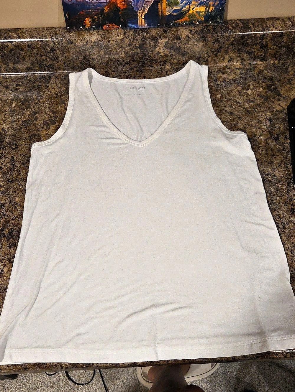 Nine West V-Neck Sleeveless Tank Top White